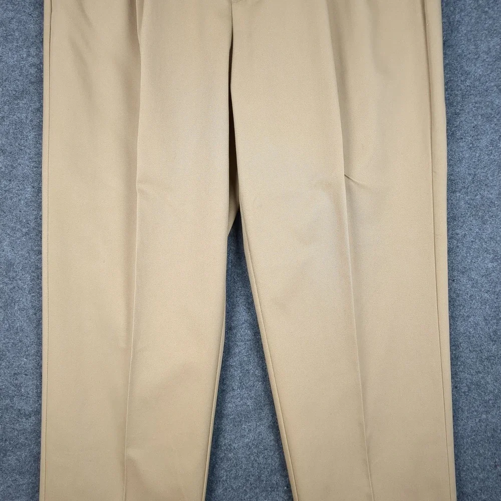 Lanesboro‎ Mens Pleated Khaki Pants 32W x 30L Iron Free Expandable Waist Cotton